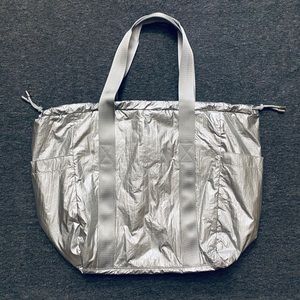 Barneys New York Silver Shiny Tote